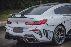 BMW 8 Series 840i (With M-Package Bumper) M850i G16 2018-ON with Aftermarket Parts - V2 Style Pre-preg Carbon Fiber Rear Diffuser from TAKD 