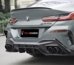 BMW 8 Series 840i (With M-Package Bumper) M850i G16 2018-ON with Aftermarket Parts - V2 Style Pre-preg Carbon Fiber Rear Diffuser from TAKD 