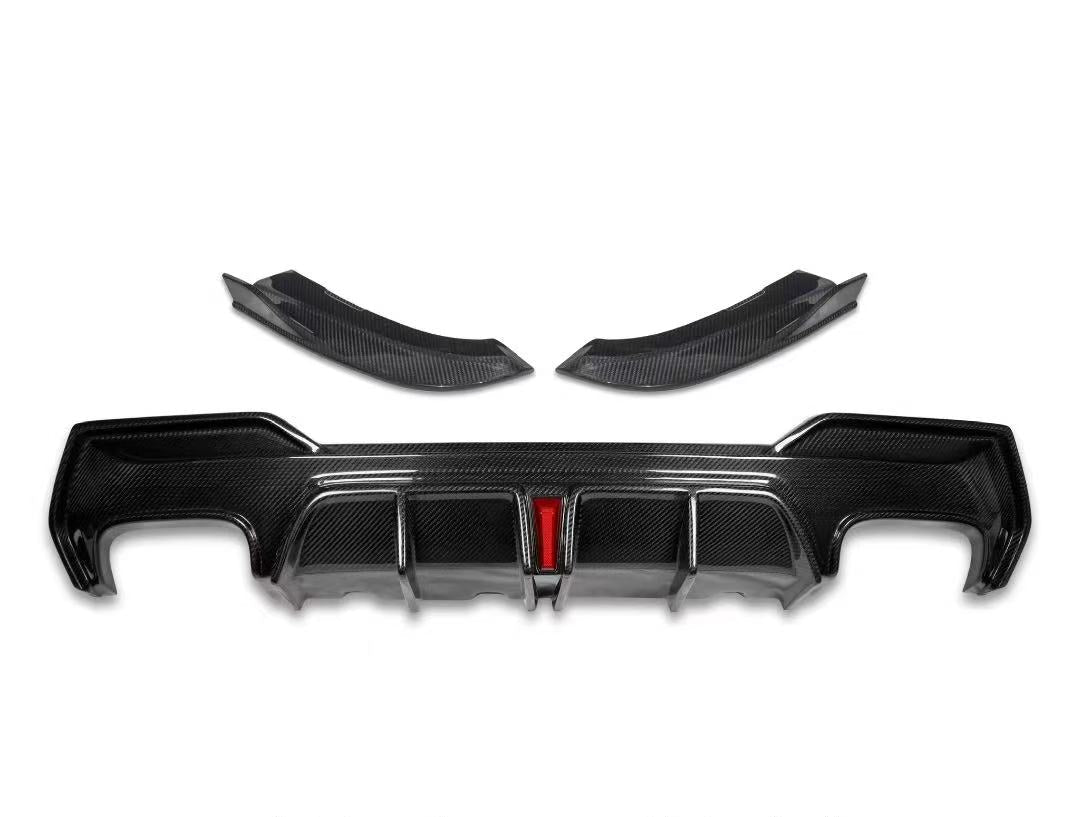 BMW 4 series 430i (with M-package bumper, Does not fit base model) M440i G22 G23 2020-ON with Aftermarket Parts - V2 Style Rear Diffuser & Canards Pre-preg Carbon Fiber from TAKD Carbon
