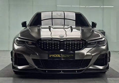 BMW 3 Series 330i (with M-package bumper, does not fit base model) M340i G20 Pre-LCI 2019 2020 2021 2022 with Aftermarket Parts - V1 Style Front Lip Pre-preg Carbon Fiber from TAKD Carbon