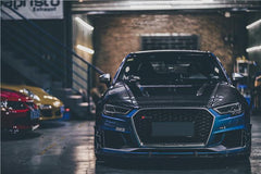 Audi RS3 S3 A3 8V/8V.5 2014 2015 2016 2017 2018 2019 2020 with Aftermarket Parts - Hood Pre-preg Carbon Fiber from TAKD Carbon