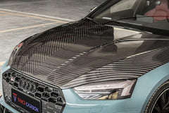 Audi RS5 S5 A5 B9/B9.5 2017 2018 2019 2020 2021 2022 2023 2024 with Aftermarket Parts - Hood Bonnet Pre-preg Carbon Fiber from TAKD Carbon