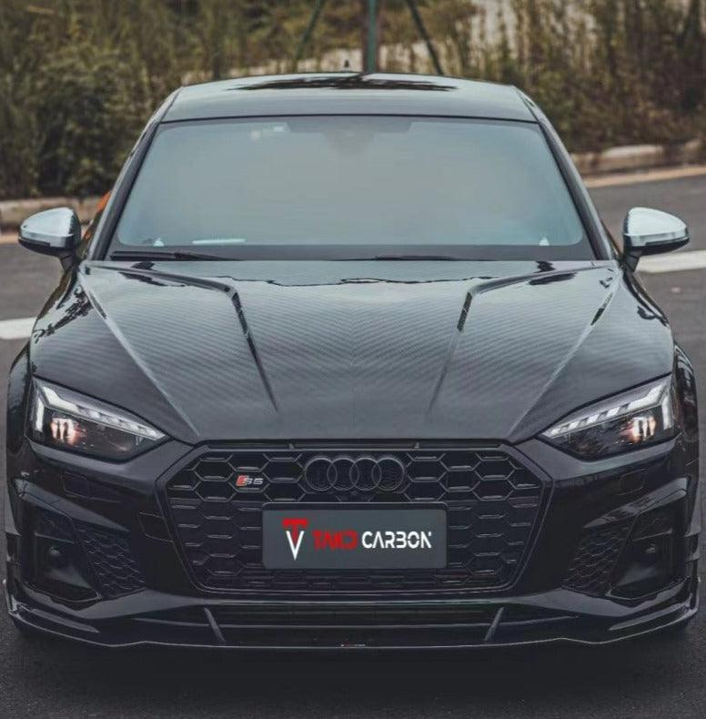 Audi RS5 S5 A5 B9/B9.5 2017 2018 2019 2020 2021 2022 2023 2024 with Aftermarket Parts - Hood Bonnet Pre-preg Carbon Fiber from TAKD Carbon
