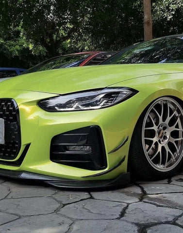 BMW 4 Series 430i (with M-package bumper, does not fit base model) M440i G22 G23 2020-ON with Aftermarket Parts - Front Canards Pre-preg Carbon Fiber from TAKD Carbon