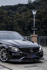 Mercedes Benz C-Class C63/C63S (fits both Pre-Facelift & Facelift) W205 2015 2016 2017 2018 2019 2020 2021 with Aftermarket Parts - Front Lip Pre-preg Carbon Fiber from TAKD Carbon