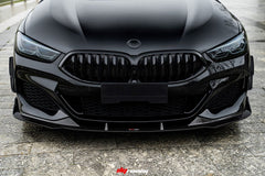 BMW 8 Series M850 840 (With M-Package Bumper) G14 G15 G16 2018 2019 2020 2021 2022 2023 2024 with Aftermarket Parts - V1 Style Front Lip Pre-preg Carbon Fiber from TAKD Carbon