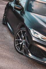 BMW 8 Series M850 840 (With M-Package Bumper) G14 G15 G16 2018 2019 2020 2021 2022 2023 2024 with Aftermarket Parts - V1 Style Front Lip Pre-preg Carbon Fiber from TAKD Carbon