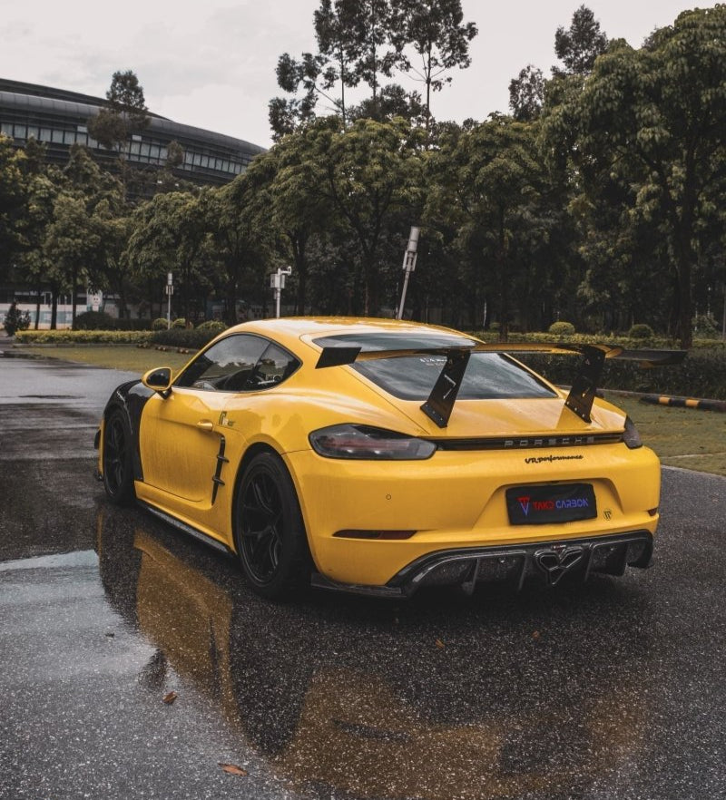 Porsche 718 Cayman / Boxster / GTS 2017-ON with Aftermarket Parts - V1 Rear Diffuser & Canards (Exhaust Tips Included) Pre-preg Carbon Fiber from TAKD Carbon