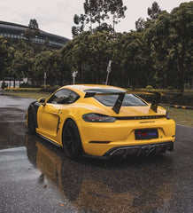 Porsche 718 Cayman / Boxster / GTS 2017-ON with Aftermarket Parts - V1 Rear Diffuser & Canards (Exhaust Tips Included) Pre-preg Carbon Fiber from TAKD Carbon