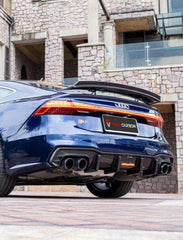 Audi S7 A7 (with s-line bumper) C8 2019 2020 2021 2022 2023 2024 with Aftermarket Parts - Rear Diffuser Pre-preg Carbon Fiber from TAKD Carbon