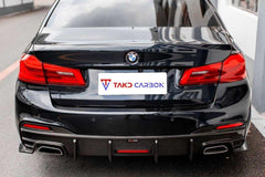 BMW 5 series M550 540 530 (with M-package bumper, does not fit base model) G30 Pre-LCI 2017 2018 2019 2020 with Aftermarket Parts - Rear Diffuser & Canards Pre-preg Carbon Fiber from TAKD Carbon