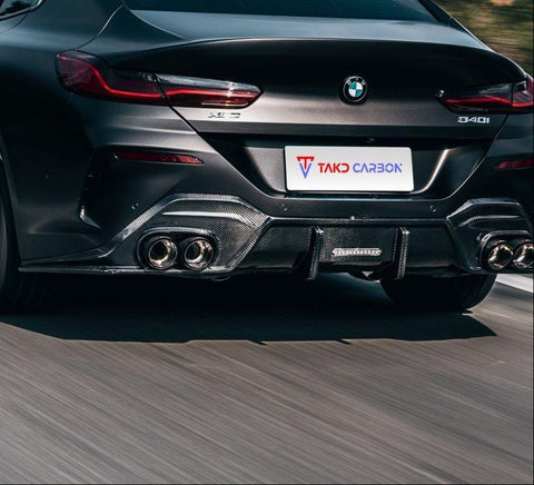BMW 8 Series M850 840 (With M-Package Bumper) G14 G15 G16 2018 2019 2020 2021 2022 2023 2024 with Aftermarket Parts - V1 Style Rear Diffuser Pre-preg Carbon Fiber from TAKD Carbon