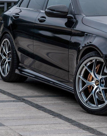Mercedes Benz C-Class C63/C63S W205 (fits both Pre-Facelift & Facelift) W205 2015 2016 2017 2018 2019 2020 2021 with Aftermarket Parts - V1 Side Skirts Pre-preg Carbon Fiber from TAKD Carbon