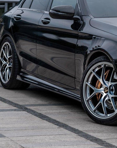 Mercedes Benz C-Class C63/C63S W205 (fits both Pre-Facelift & Facelift) W205 2015 2016 2017 2018 2019 2020 2021 with Aftermarket Parts - V1 Side Skirts Pre-preg Carbon Fiber from TAKD Carbon