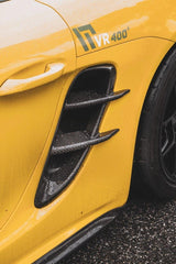 Porsche 718 Cayman / Boxster / GTS 2017-ON with Aftermarket Parts - Extreme Style Side Vents Pre-preg Carbon Fiber from TAKD Carbon