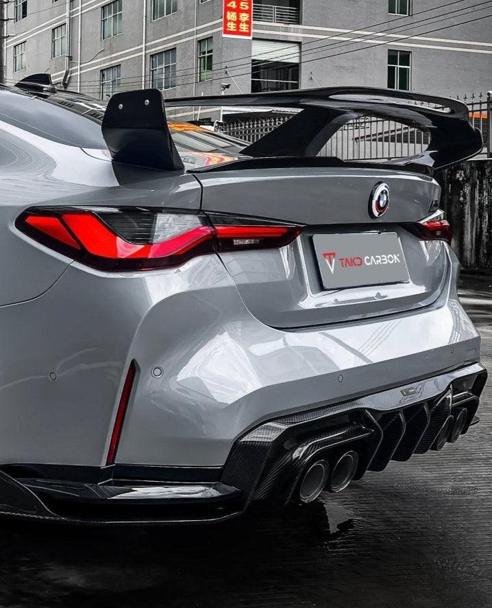 BMW M4 / M4C G82 2021 2022 2023 2024 & 4 series 430i M440i G22 G23 2021 2022 2023 2024 with Aftermarket Parts - Extreme Style Rear GT Wing Pre-preg Carbon Fiber from TAKD Carbon
