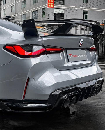 BMW M4 / M4C G82 2021 2022 2023 2024 & 4 series 430i M440i G22 G23 2021 2022 2023 2024 with Aftermarket Parts - Extreme Style Rear GT Wing Pre-preg Carbon Fiber from TAKD Carbon