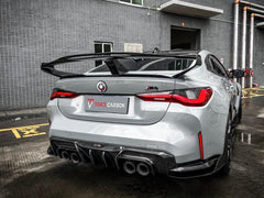 BMW M4 / M4C G82 2021 2022 2023 2024 & 4 series 430i M440i G22 G23 2021 2022 2023 2024 with Aftermarket Parts - Extreme Style Rear GT Wing Pre-preg Carbon Fiber from TAKD Carbon