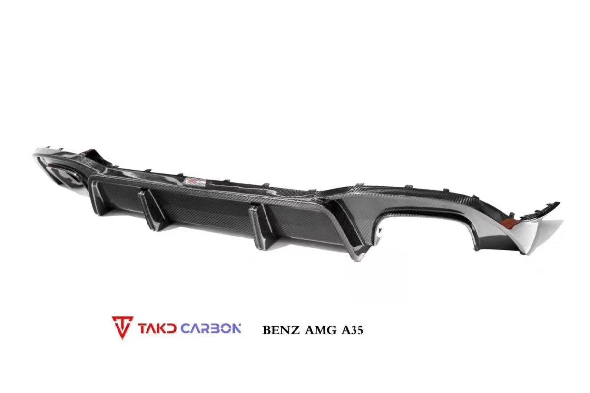 Mercedes Benz A-Class A35L / A220 (with sport-package bumper) W177 2019-ON with Aftermarket Parts - V1 Rear Diffuser Pre-preg Carbon Fiber from TAKD Carbon