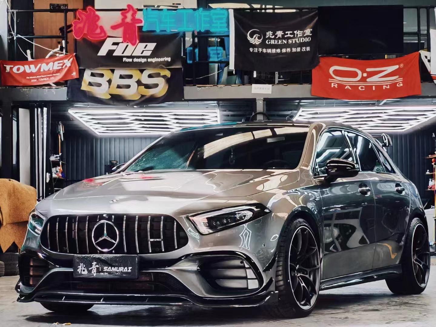 Mercedes Benz A-Class A45 W177 2019-ON with Aftermarket Parts - Front Canards Pre-preg Carbon Fiber from TAKD Carbon