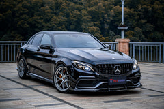 TAKD Carbon Dry Carbon Fiber Front Bumper Canards for Mercedes Benz W205 C63 C63S 2019-ON Coupe 2 Door Sedan 4 Door