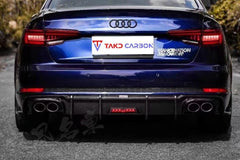 TAKD Carbon Carbon Fiber Rear Diffuser Ver.2 for Audi A4 S-Line & S4 2017-2019 B9