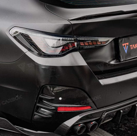 TAKD Carbon Fiber Rear Bumper Trim Replacement for BMW G26 Gran coupe M440i 430i & I4 M50 / X Drive 40