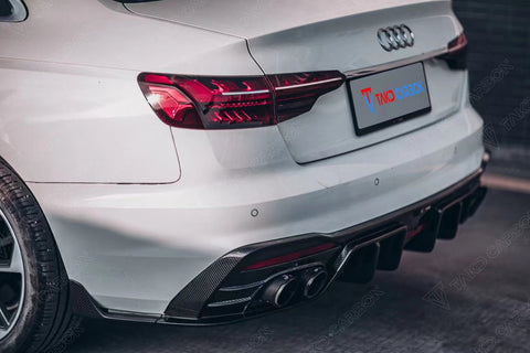 TAKD Carbon Dry Carbon Fiber Rear Diffuser & Rear Canards Ver.2 For Audi S4 & A4 S-Line B9.5 2020-ON