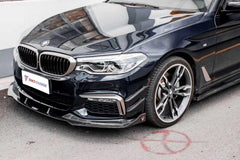 TAKD Carbon Dry Carbon Fiber Front Bumper Canards for BMW 5 Series G30 2017-2020 Pre-facelift