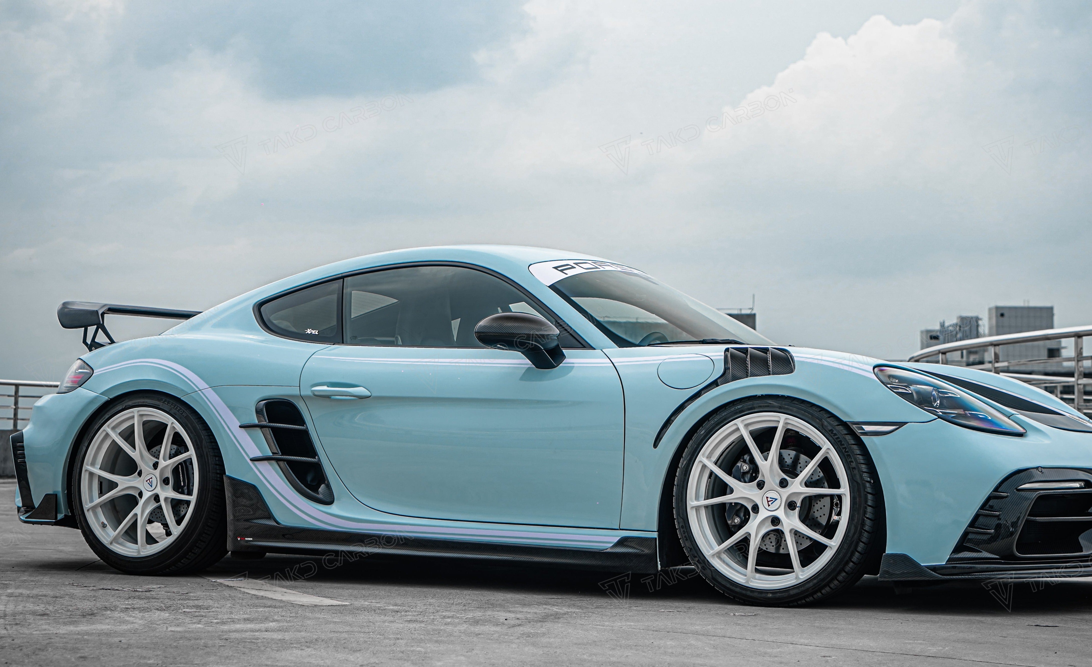 TAKD Carbon Pre-preg Carbon Fiber Aftermarket Parts -  Side Skirts Ver.2 for Porsche 718 Boxster Cayman GT4 GT4RS Spyder  - performance speedshop